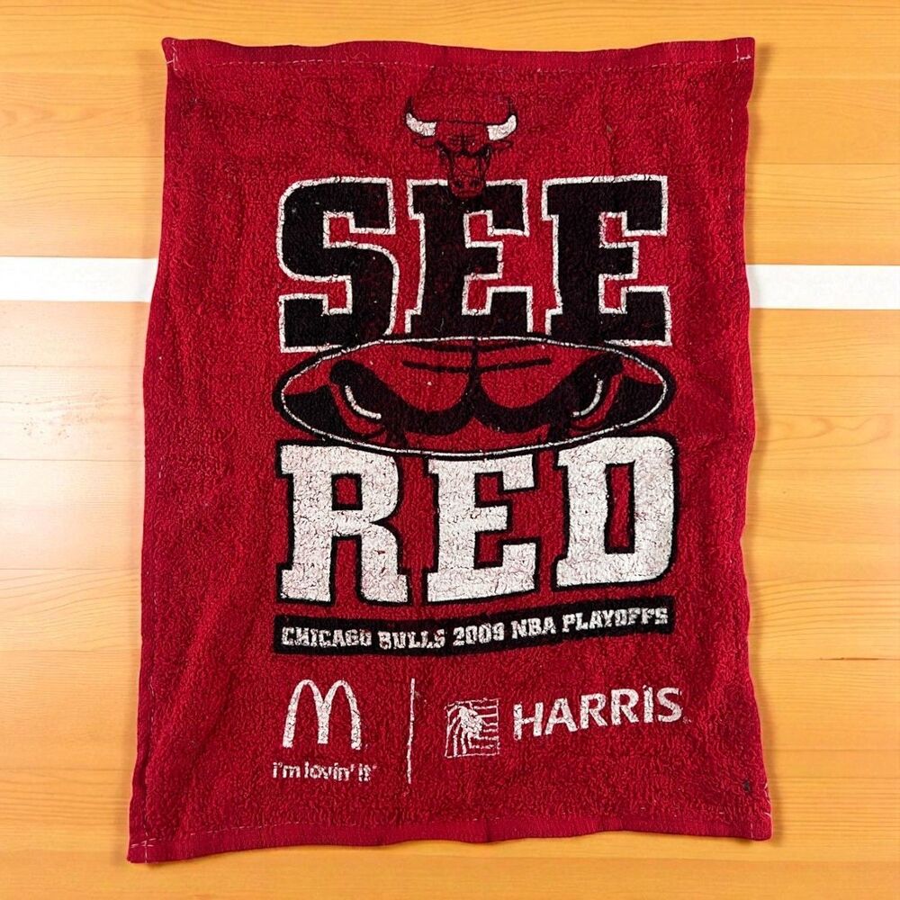 RARE 2009! See Red Chicago Bulls NBA Playoffs SGA Rally Towel McDonald's D. Rose